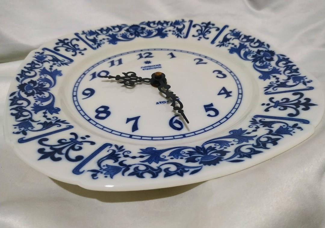 JUNGHANS Porcelain Clock (Category: Clocks) located in Pasig City. Submitted by don200 (Listing ID 1178993905, Image 3). Description: This Gorgeous 9 inch Clock is hand painted on porcelain decorated with blue on white background and has a large numbers with magnificent detailed arms. This Clock is from Germany and is Battery operated.