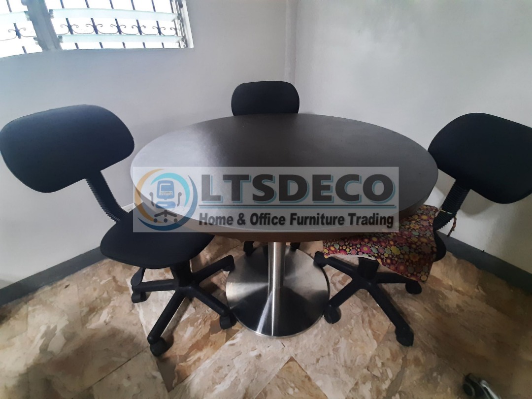 Laminated round table office partition and furniture, Furniture & Home ...