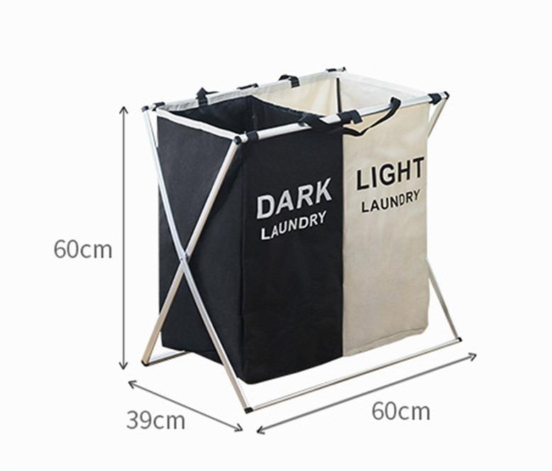 Laundry Basket With Wheels Bag Storage Hamper Multiple Compartments