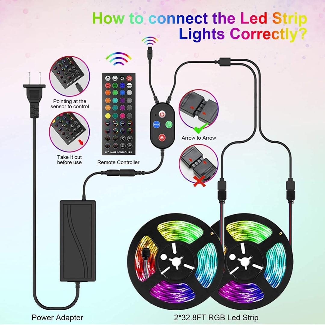 XIAOOHO USB LED light strip, 16 million colors, 150 lamp beads, 3 control  methods (APP + remote control + control box)