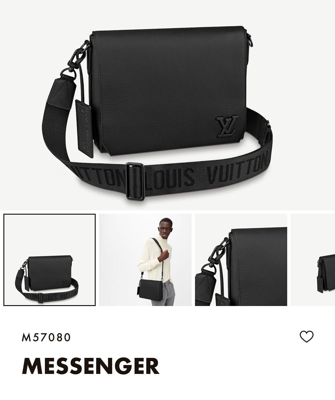 LOUIS VUITTON Messenger Calf Leather Aerogram Shoulder Bag M57080  Men's Black