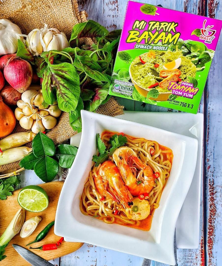 MasyMee Mi Tarik Sayuran Bayam Perencah Tom Yam, Food & Drinks, Rice & Noodles on Carousell