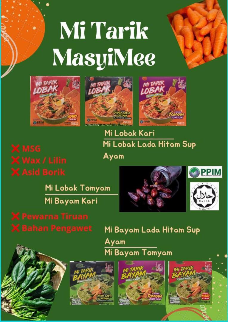MasyMee Mi Tarik Sayuran Bayam Perencah Tom Yam, Food & Drinks, Rice & Noodles on Carousell