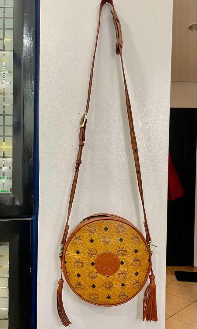 💯 Authentic MCM Germany Cognac Tambourine Crossbody bag RARE!, Luxury, Bags  & Wallets on Carousell