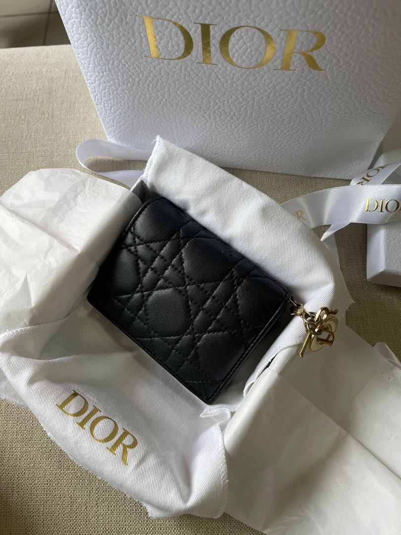 Ví Lady Dior Flap Card Holder Lambskin Black Ghw New 100 fullbox  Tín đồ  hàng hiệu