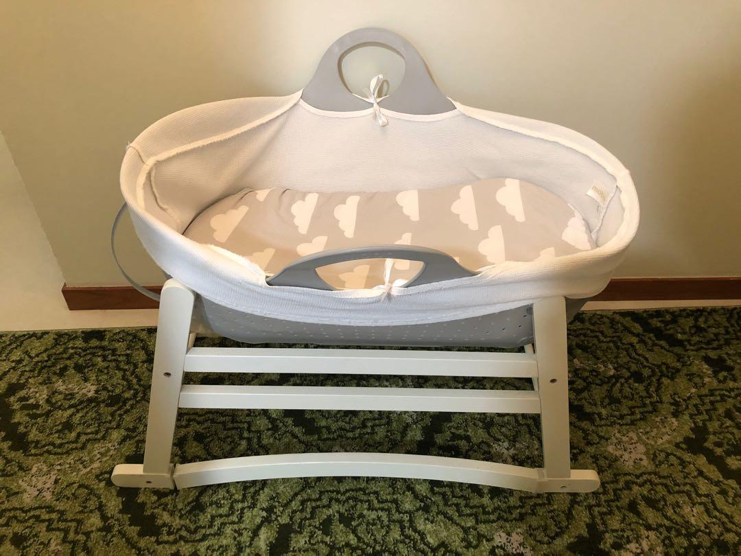 MOBA crib /moses basket with rocking wooden stand, Babies & Kids, Baby