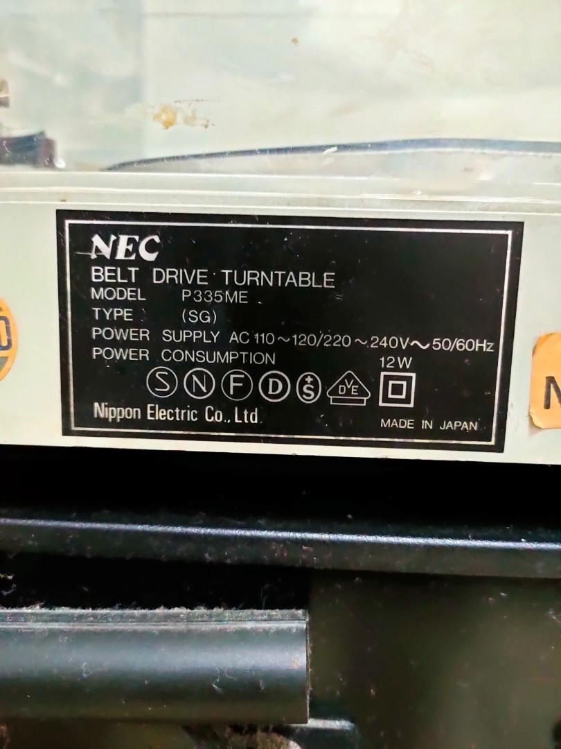 NEC Belt Drive Turntable Model P335 ME, Audio, Portable Music Players
