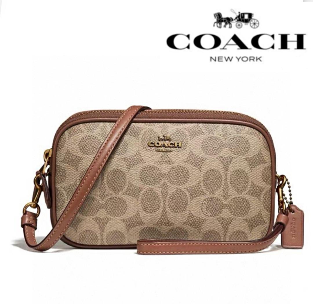 New Coach Original Sadie Crossbody Clutch Brown Signature