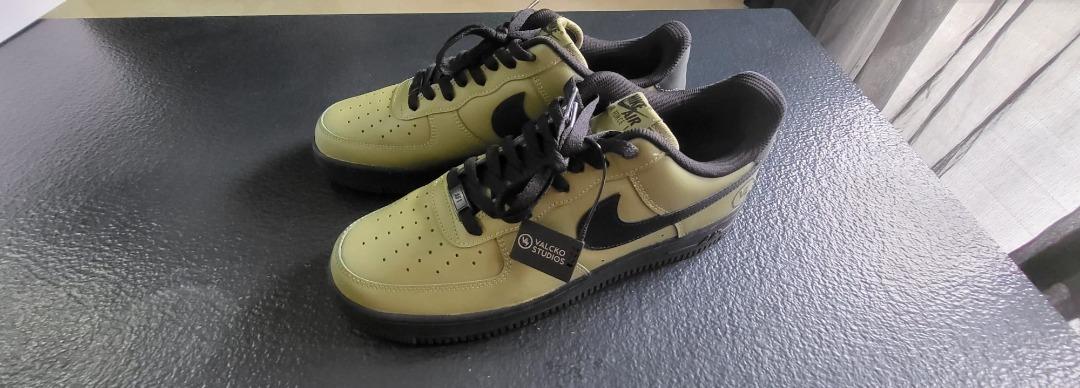 Nike Air Force 1 Custom Sneakers Low Two Tone Army Military Green White  Shoes