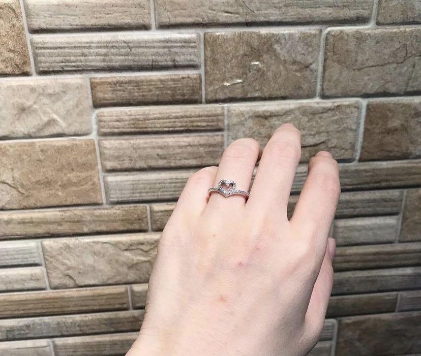 Pandora sparkling cheap wishbone heart ring