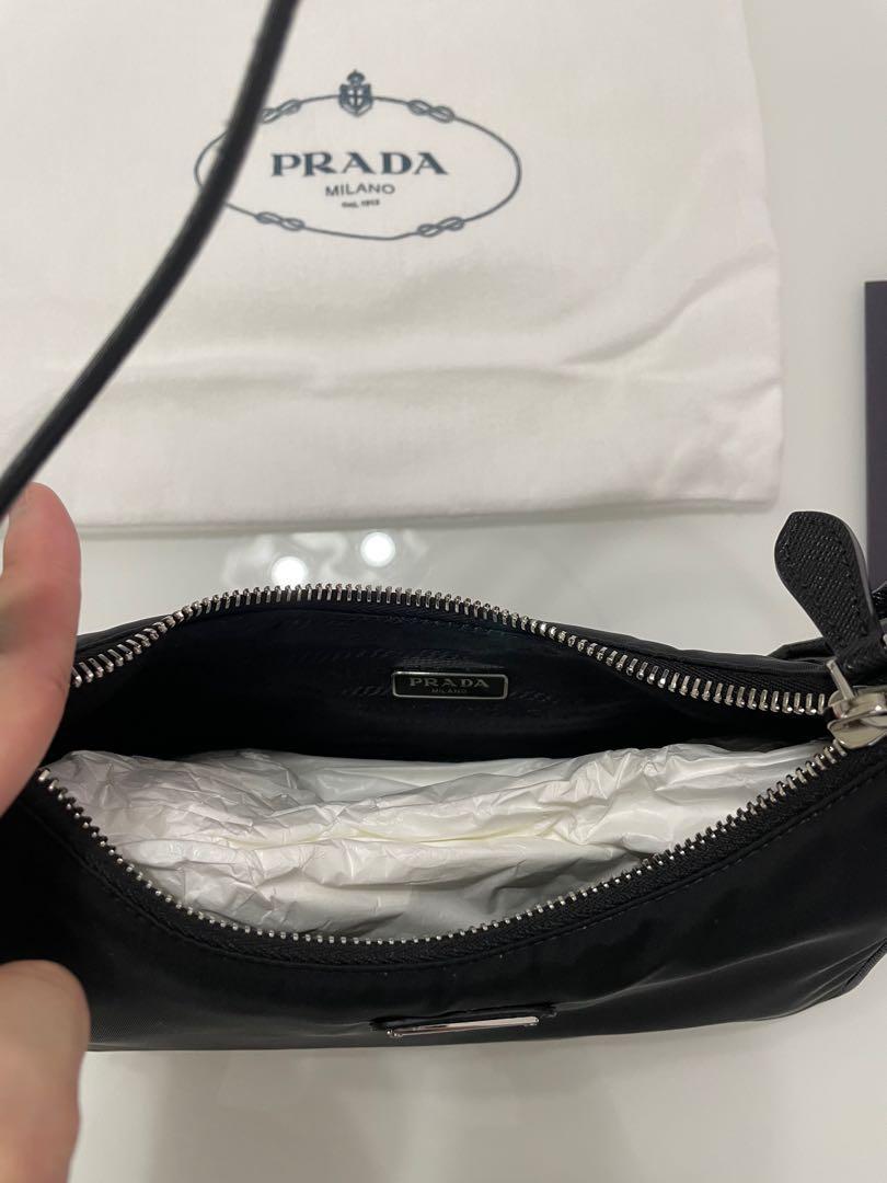 Prada Re-Edition 2005 Mini Bag Nylon Saffiano Leather Strap Black