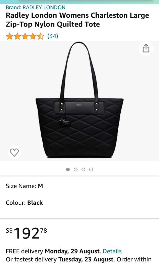 Radley London Womens Charleston Large Zip Top Nylon Quilted Tote