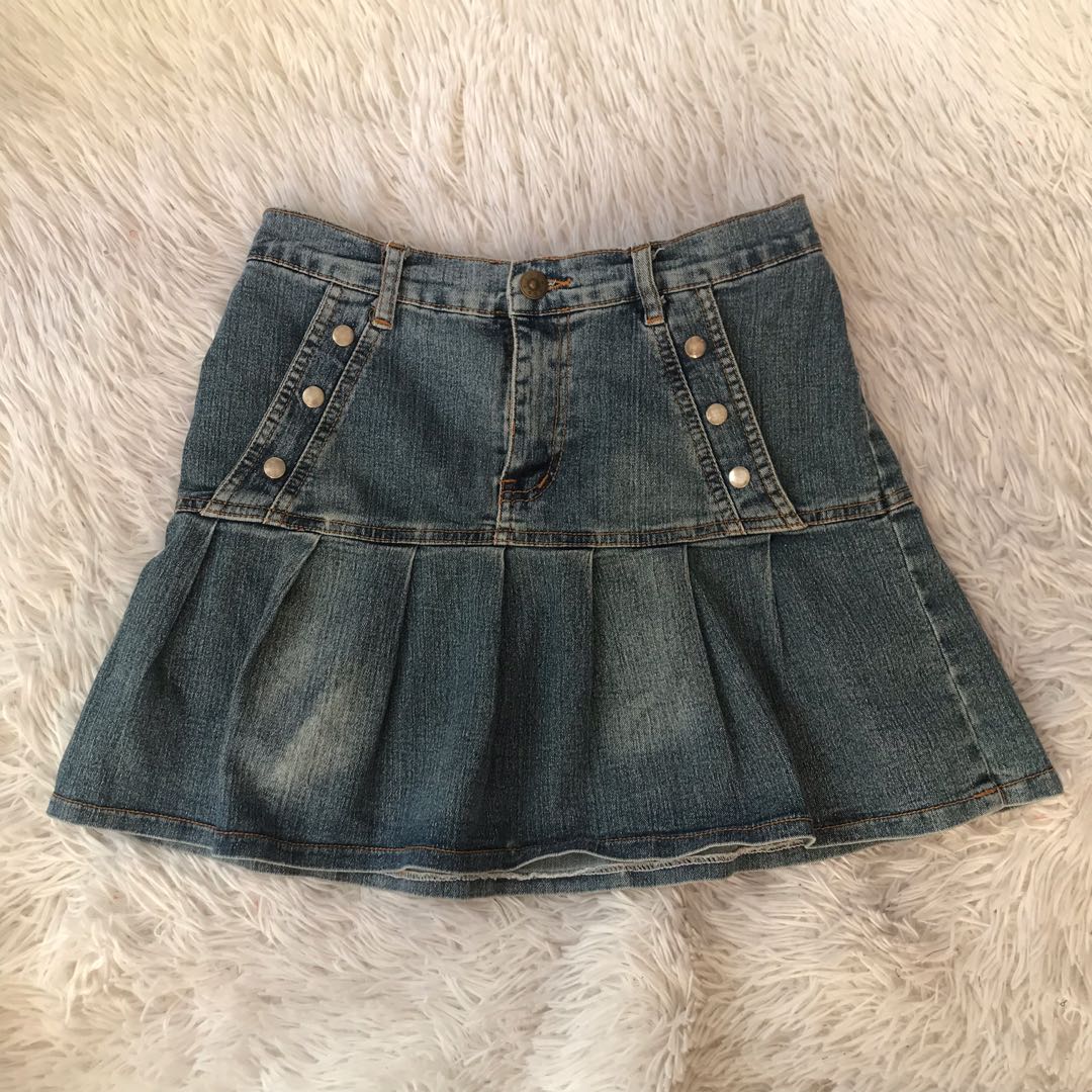 Pleated denim skirt 90s 2025