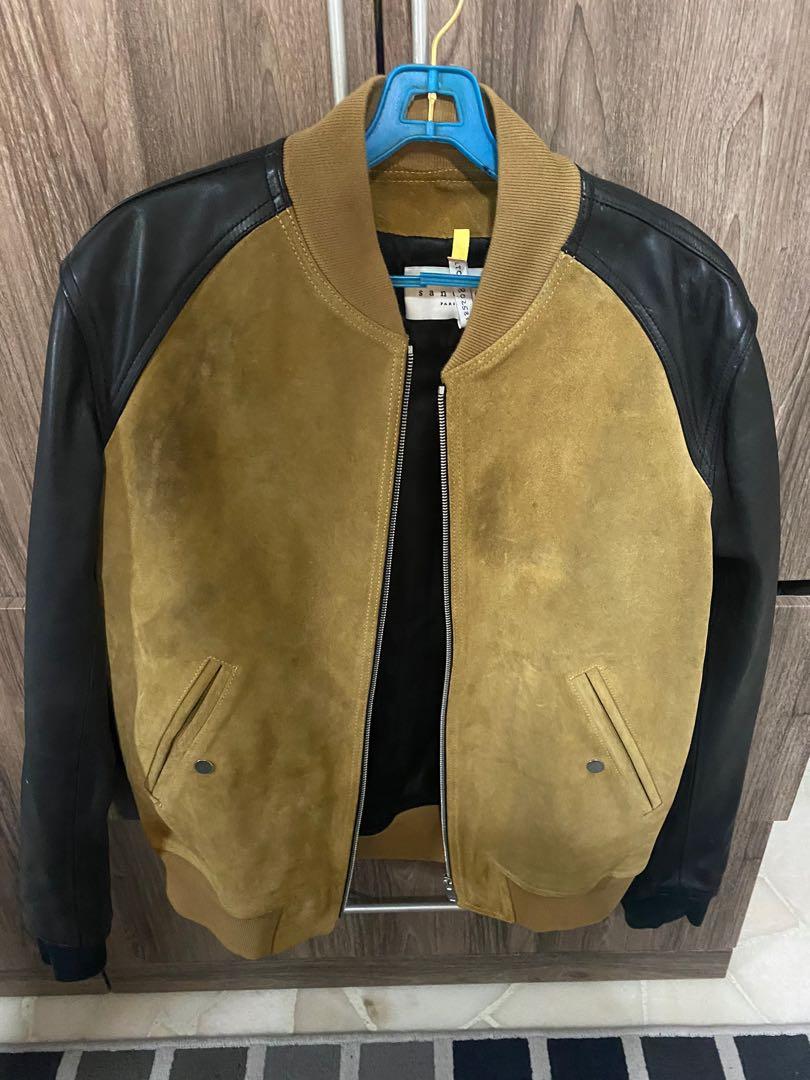 Sandro leather bomber jacket on sale