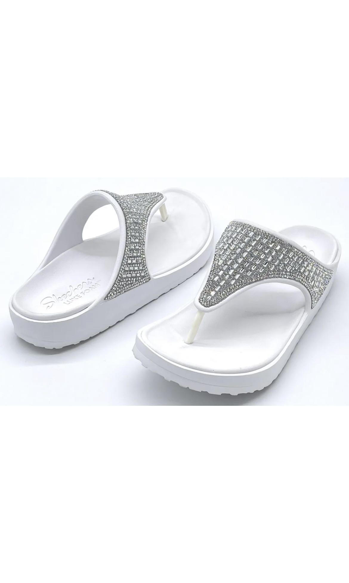 White skechers flip flops new arrivals