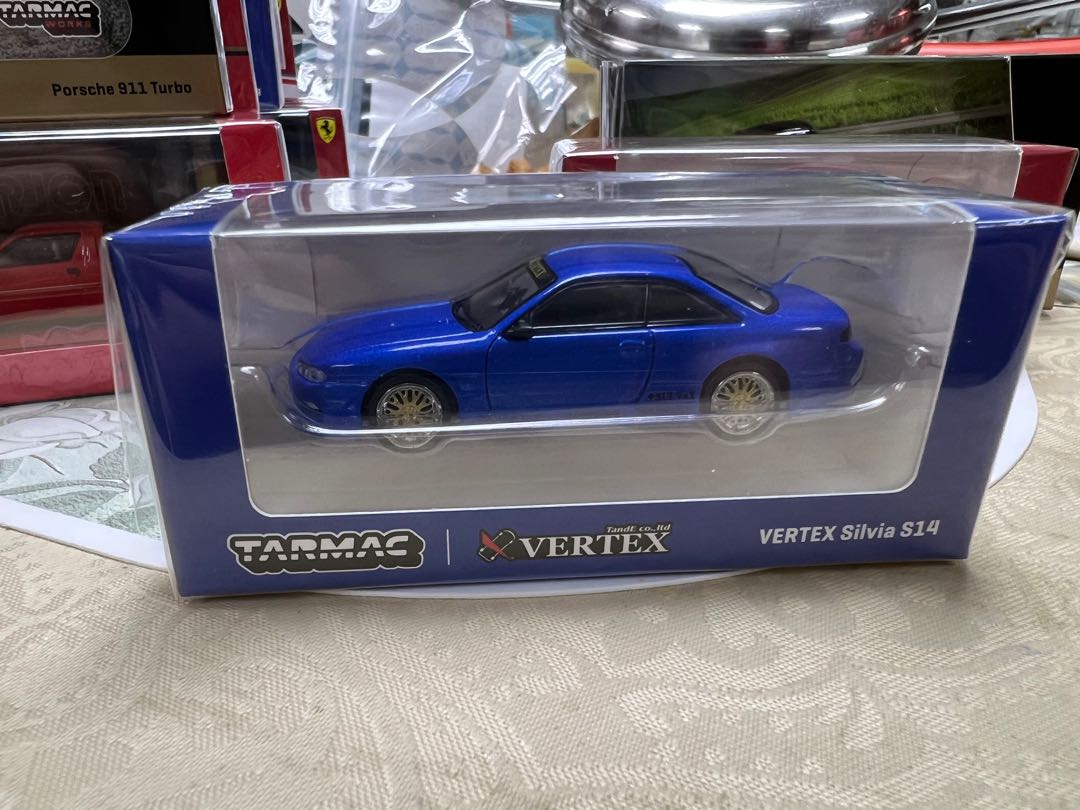 Tarmac Works 1:64 1/64 VERTEX Nissan Silvia S14 Blue Metallic - GLOBAL64  日產飛雞金屬藍色s 14, 興趣及遊戲, 玩具 遊戲類- Carousell