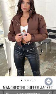 That’s so fetch brown cropped puffy jacket