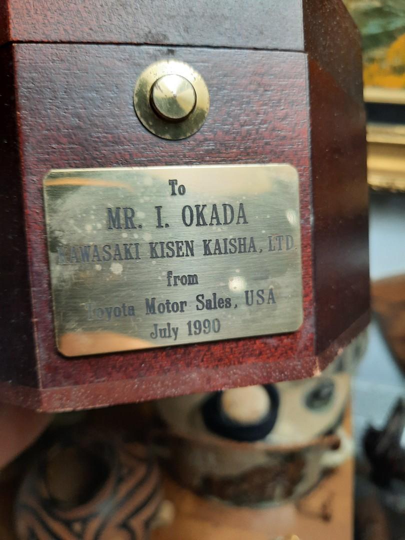 Vintage Bulova ship alarm clock in octagon wooden box, Hobbies & Toys