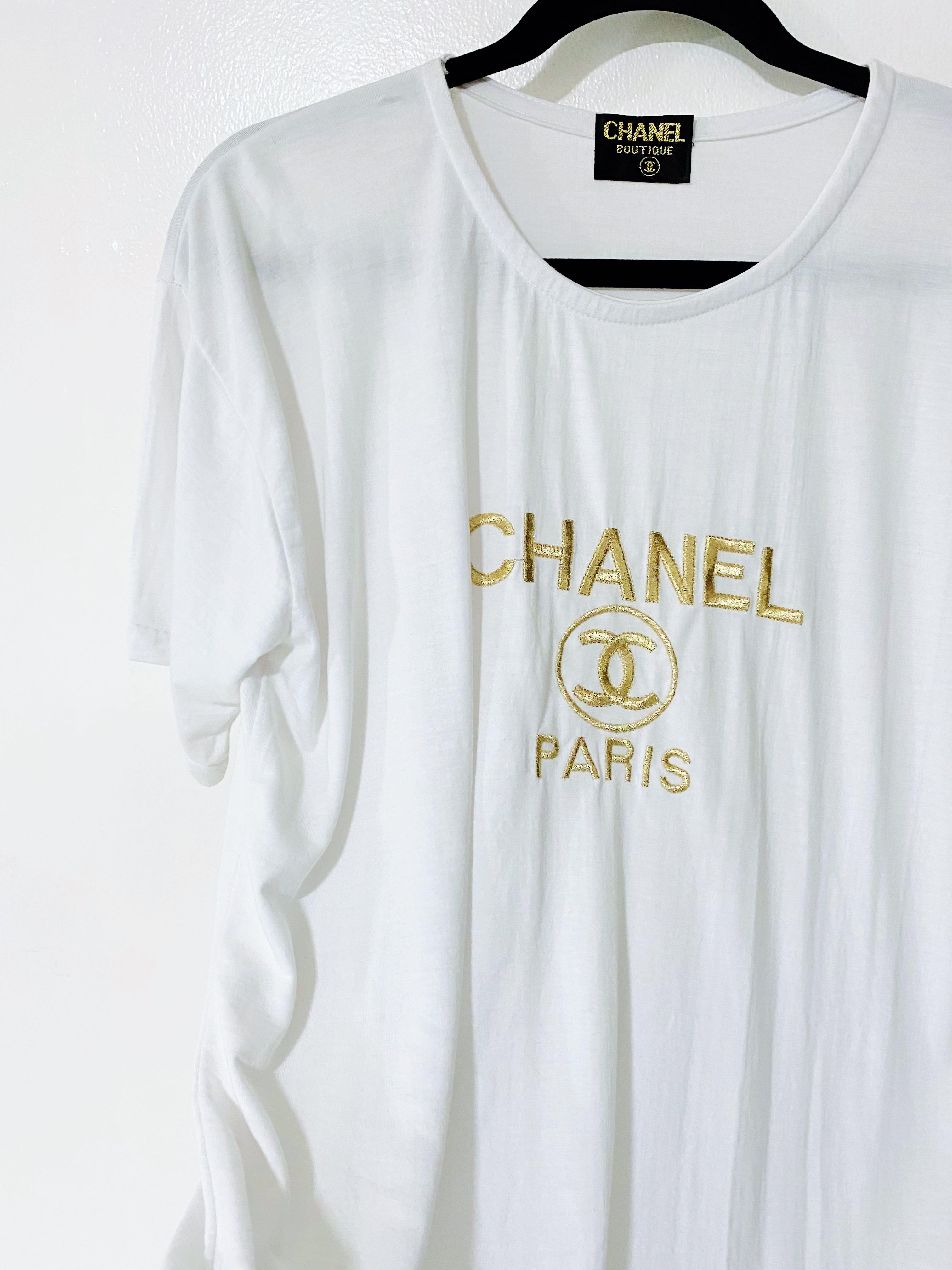 💫Authentic Chanel Uniform Gamuza Print T-shirt, Luxury, Apparel on  Carousell