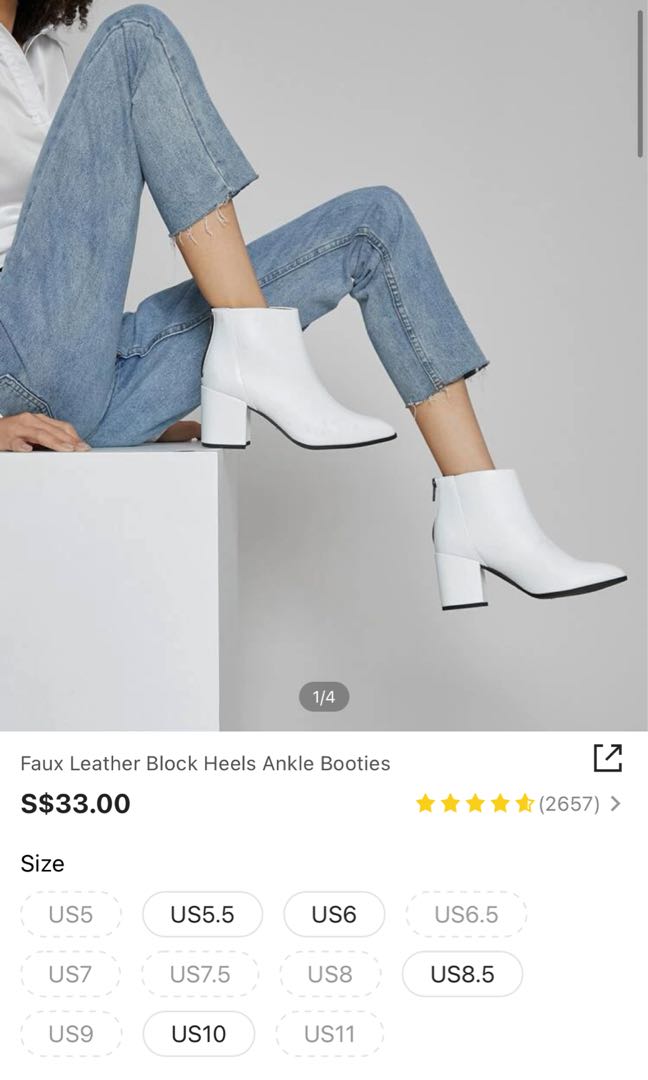 White block heel cheap booties
