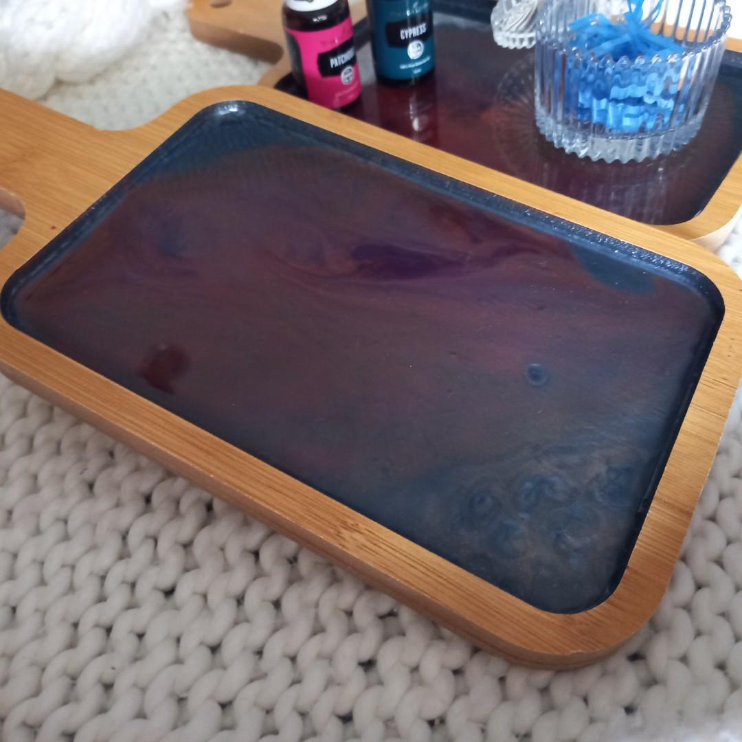 Wooden tray resin art, Furniture & Home Living, Kitchenware & Tableware, Other Kitchenware