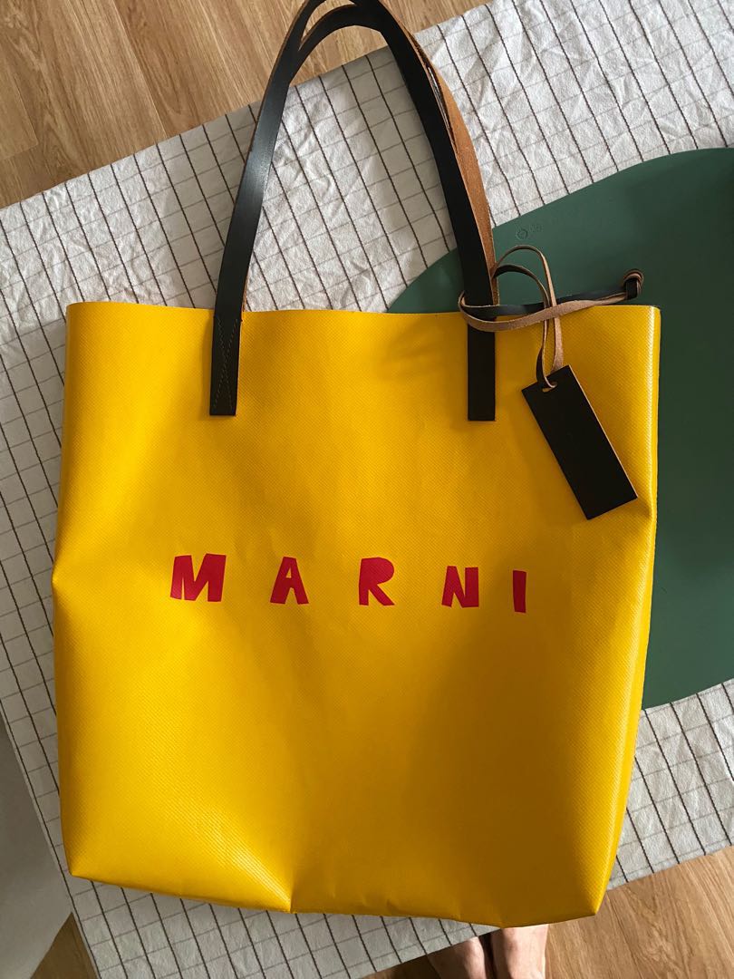 Yellow Tribeca shopping bag with Marni logo price marked down