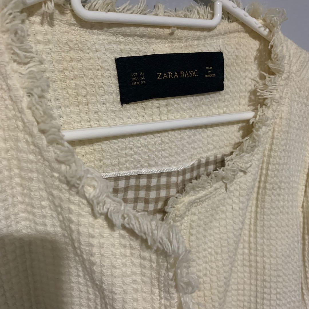ZARA Cream Tweed Jacket, Women's Fashion, Coats, Jackets and Outerwear