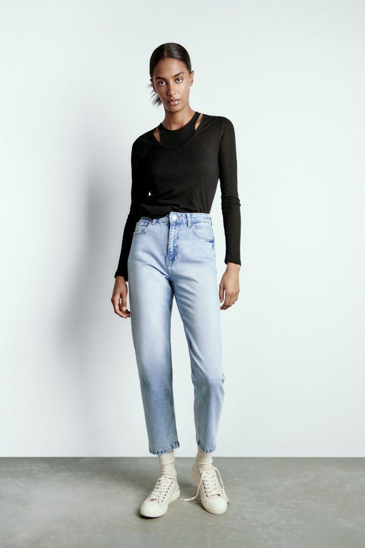 Zara high rise mom jeans on sale