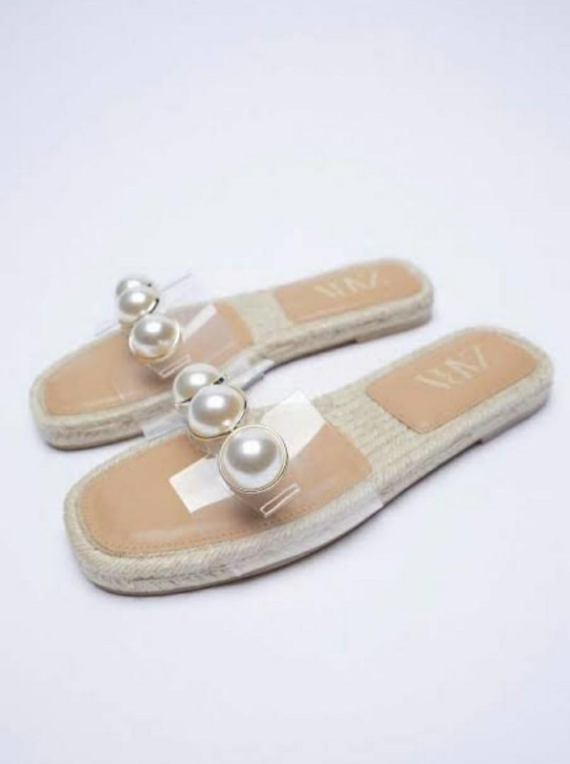 Zara vinyl sales pearl sandals