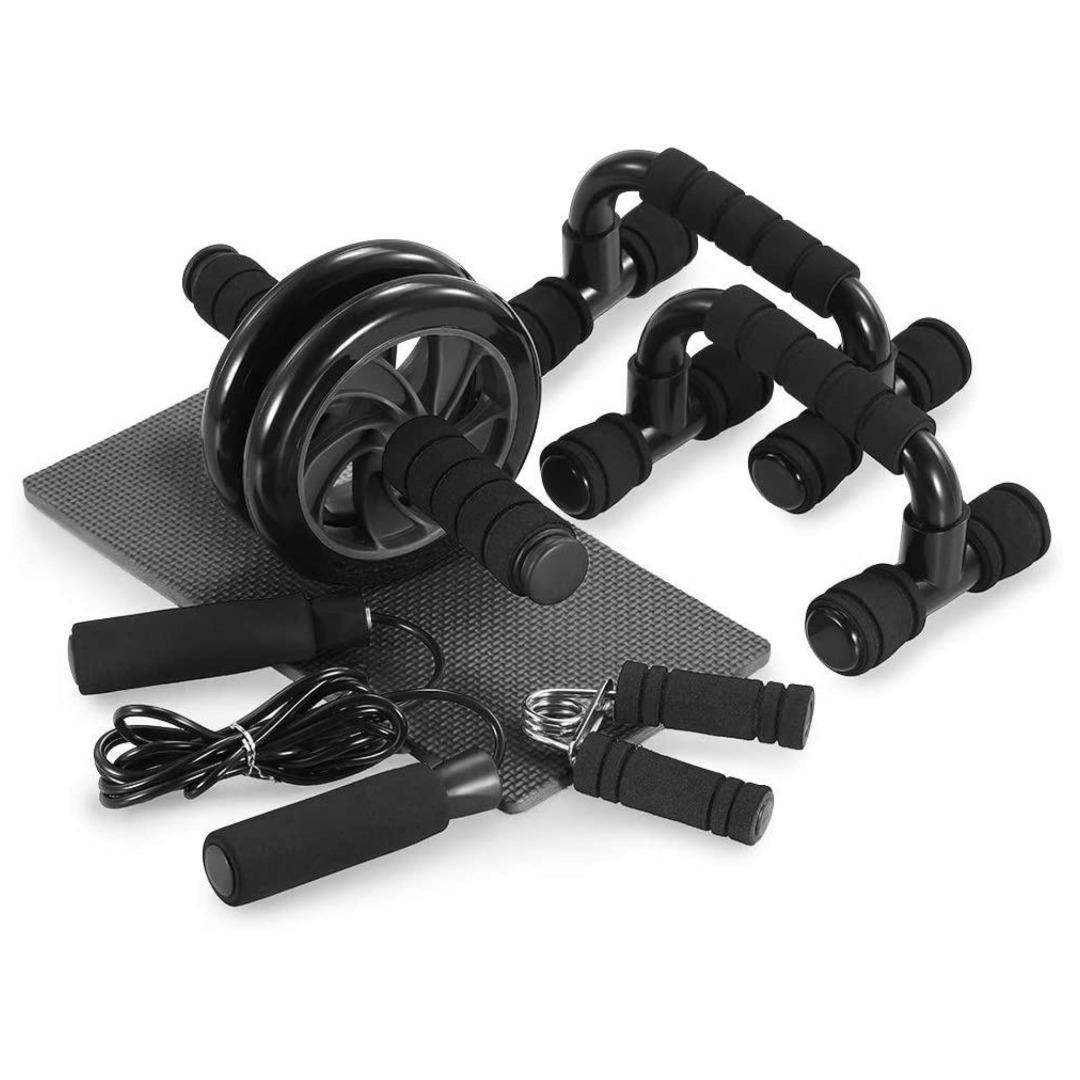 Koilia 5-in-1 Fitness Set AB Wheel Roller Kit with Push-Up Bar
