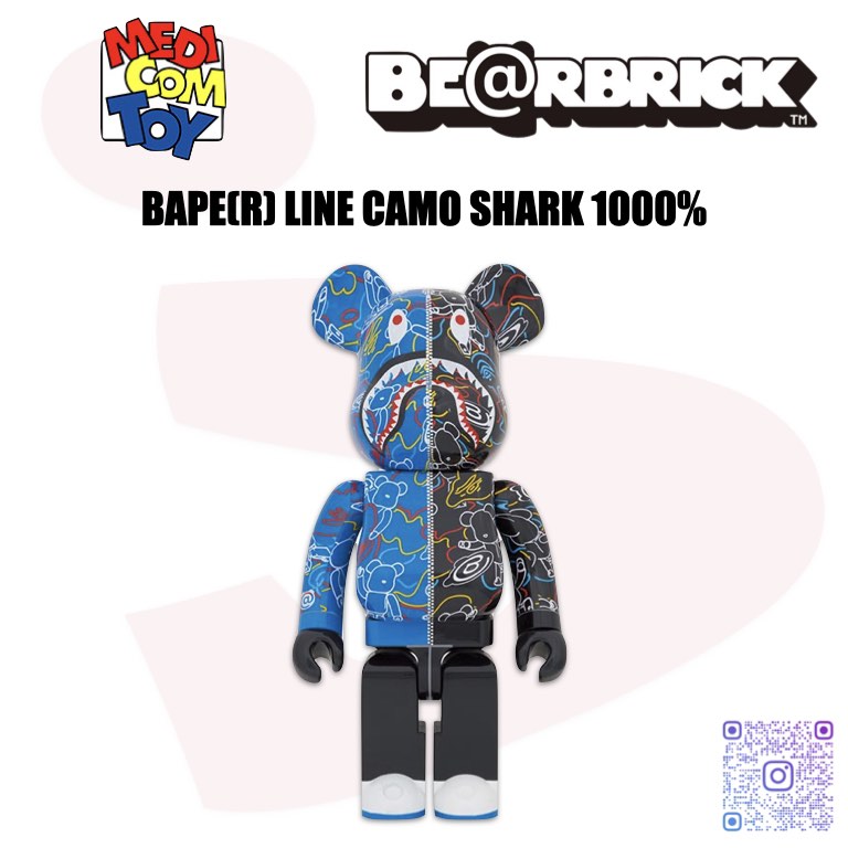 預訂BAPE(R) BE@RBRICK LINE CAMO SHARK 1000% bearbrick, 興趣及遊戲