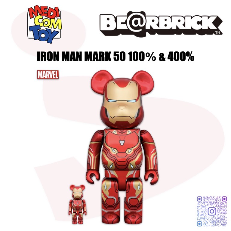 現貨BE@RBRICK IRONMAN MARK 50 100% & 400% bearbrick, 興趣及遊戲
