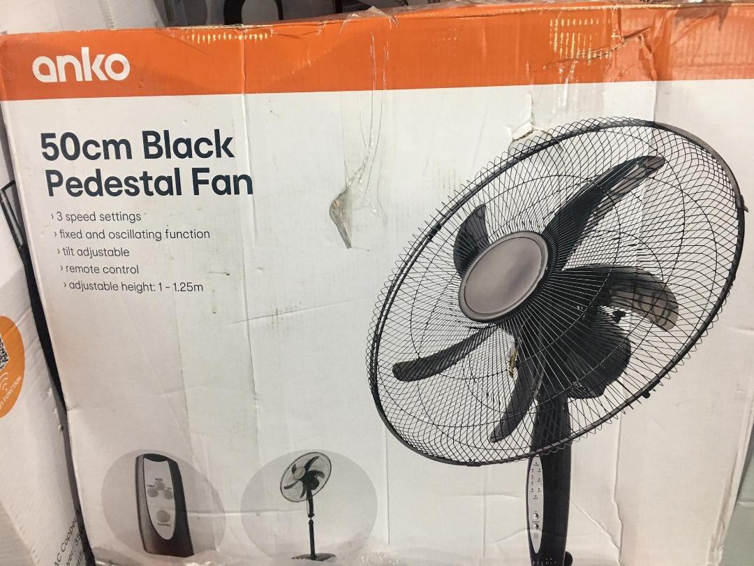 Anko 50cm Black Pedestal Fan, Furniture & Home Living, Lighting & Fans