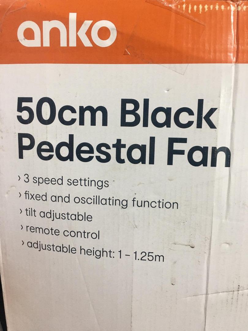 Anko 50cm Black Pedestal Fan, Furniture & Home Living, Lighting & Fans