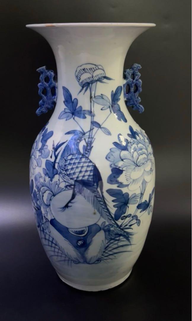 Qing Dynasty 19th century Antique Porcelain 42cm large Blue