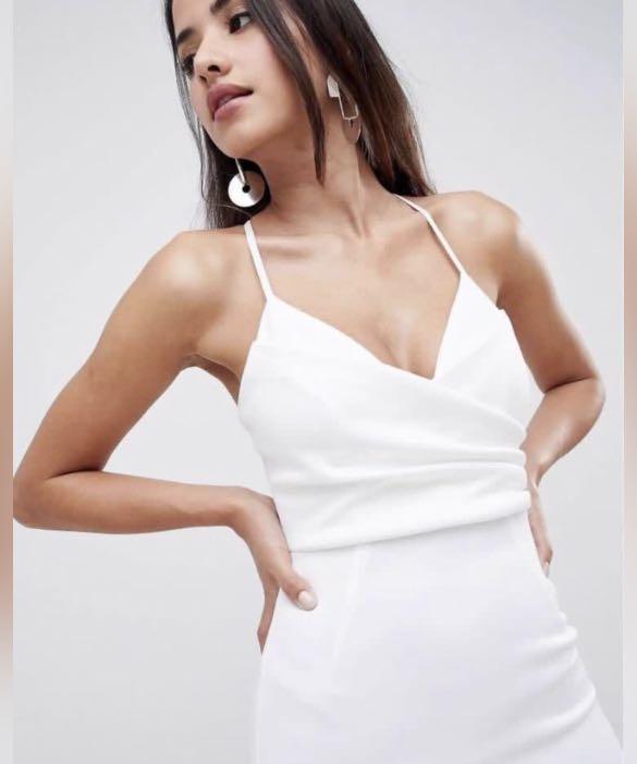 Asos design deep v pep hem midi dress hot sale