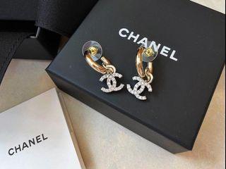Authentic Chanel Half Loop Diamanté Earrings 22S