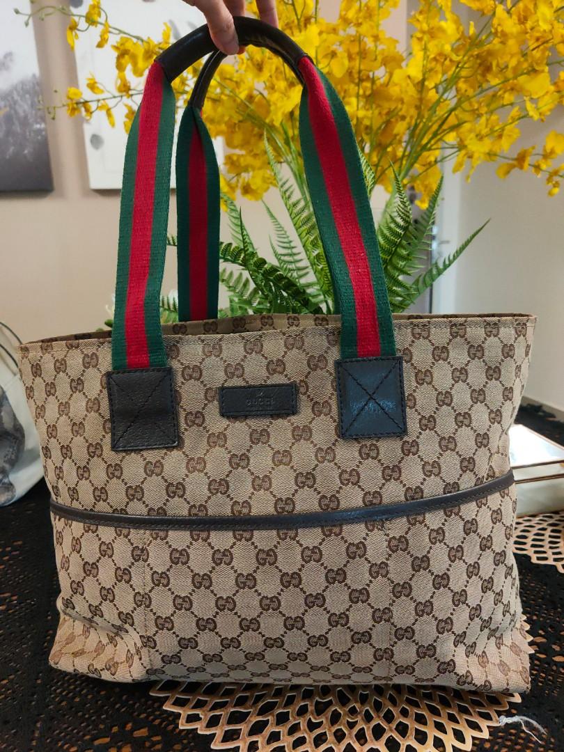 Authentic GUCCI GG Canvas Web Diaper Bag Luxury Bags Wallets