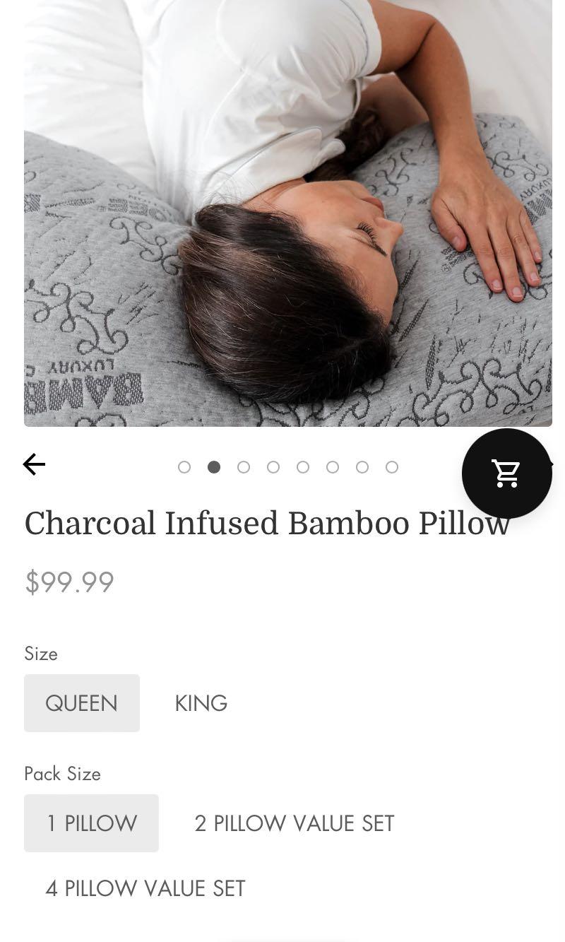 Bambooee Charcoal Infused Bamboo Pillow Furniture Home Living