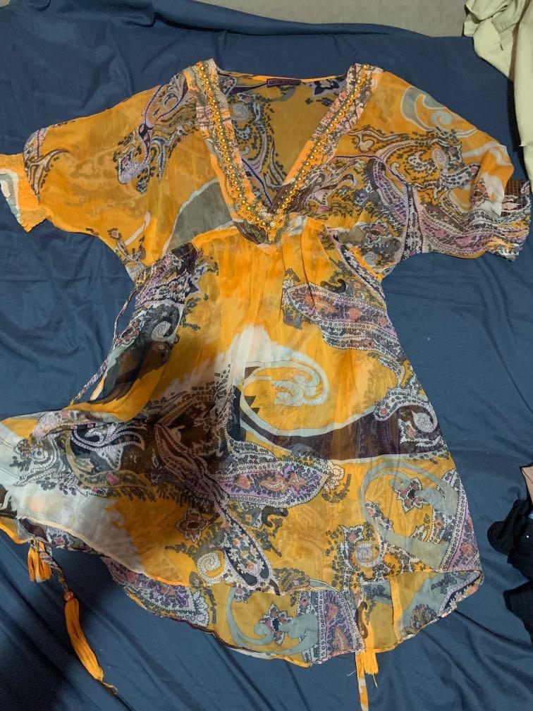 Beach cover up orange, Women's Fashion, Tops, Others Tops on Carousell