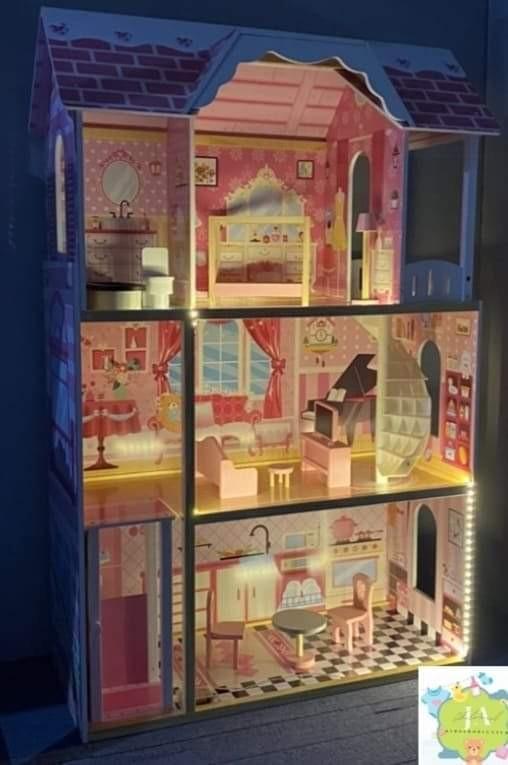 Big Wooden Isabelle Dollhouse with free doll and led light, Hobbies