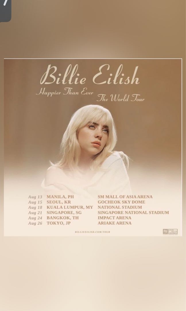 Billie Eilish Concert Tickets 2 x Standing Pen B, Tickets & Vouchers