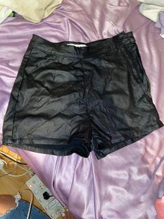 Black leather shorts