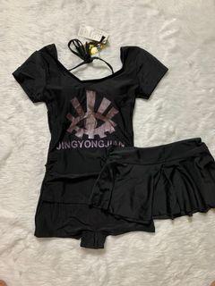 BSW077 -  Black Dress Type Swimwear with Short/Skirt