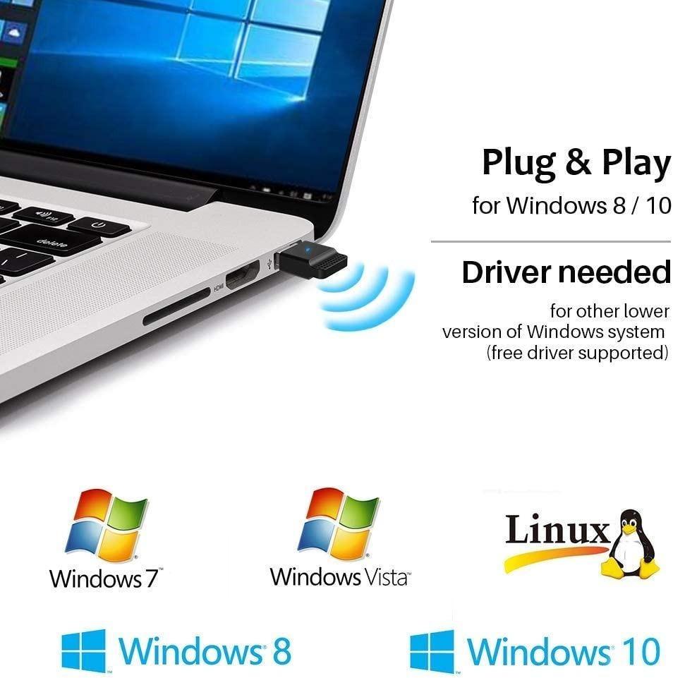 [C2629] 1Mii Bluetooth USB Adapter for PC Laptop Desktop Computer