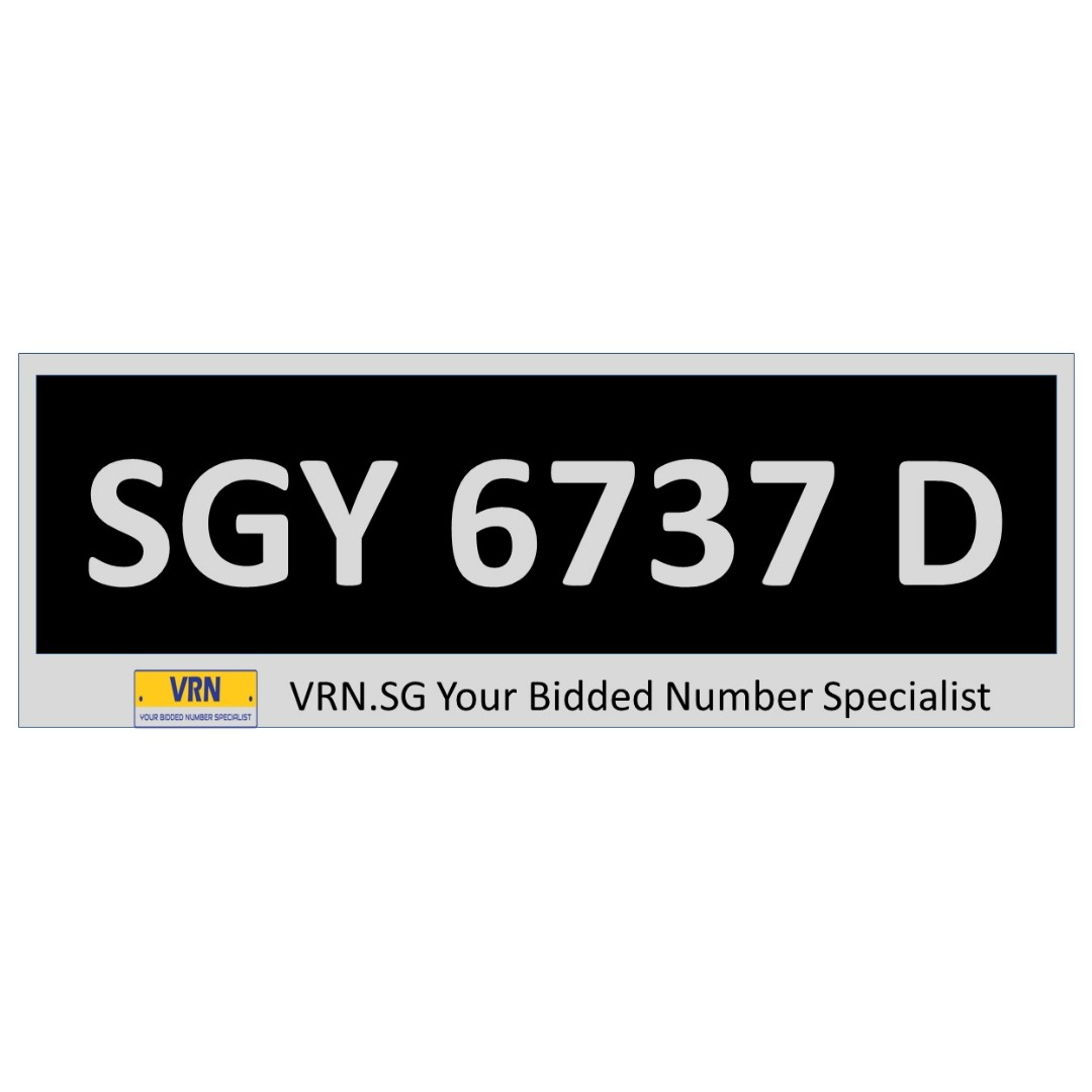 Car Number Plate for Sale SGY 6737 D (SGY6737D), Car Accessories, Car