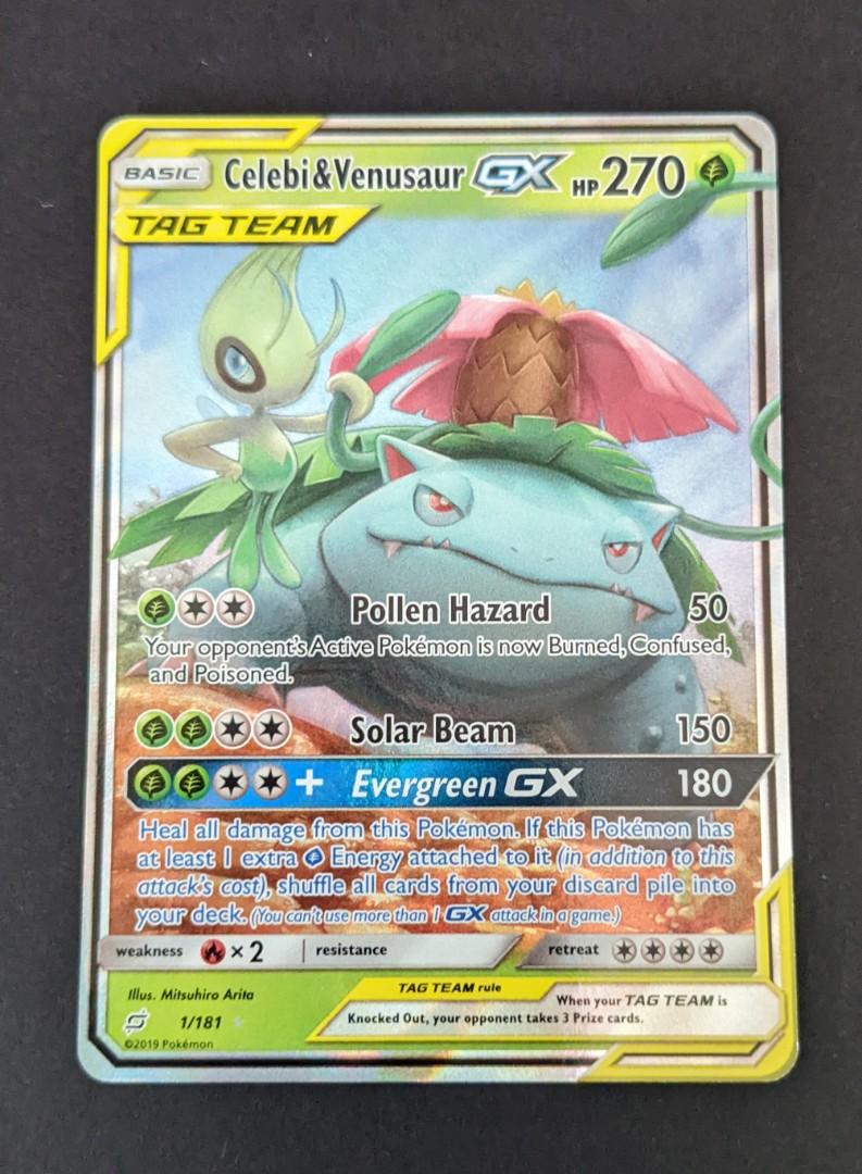 Celebi & Venusaur Tag Team GX Team Up Pokemon Card Tcg, Hobbies & Toys