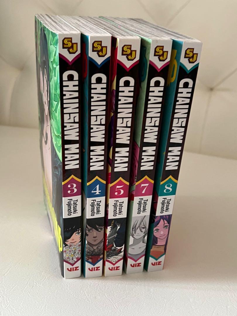 Chainsaw Man Mangas: 3,4,5,7,8 (Category: Comics & Manga) located in Santa Rosa. Submitted by decluttering_. (Listing ID 1179113880, Image 3). Description: Selling because im cleaningy bolkshelf !! MOP: Gcash - bought at fully booked - with freebies - like brand new - rider will handle sf - sold as a bundle.