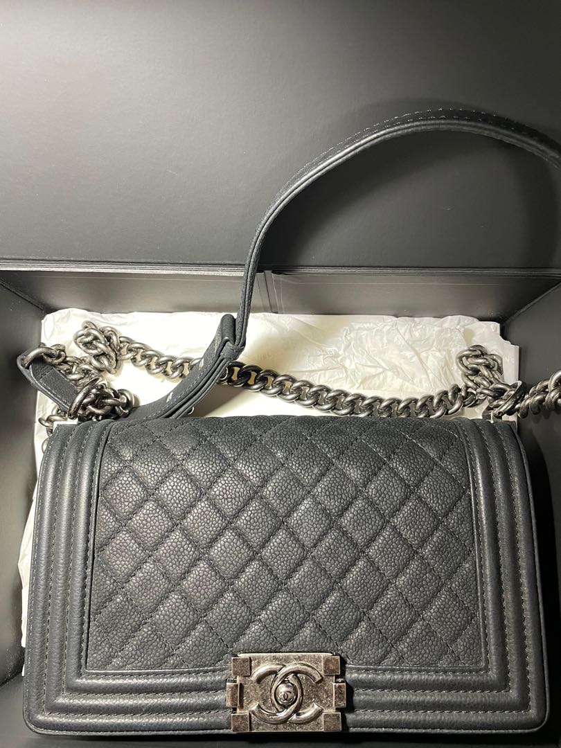 Chanel Matte Caviar Leather Old Medium Boy Bag - FINAL SALE (SHF-18101 –  LuxeDH