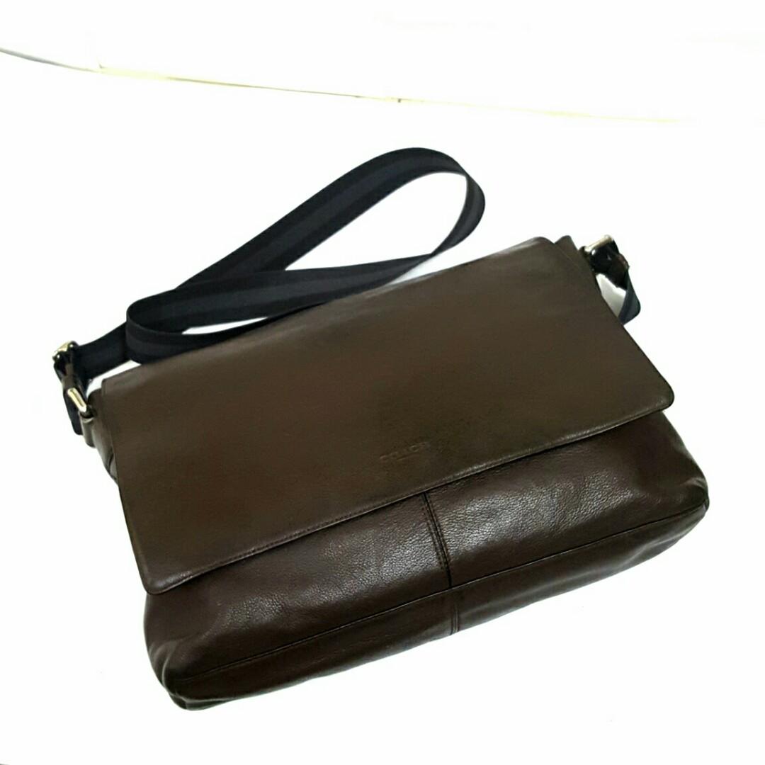 Coach Charles Large Brown Leather Messenger Bag